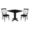 International Concepts 36 in. Solid Wood Square Dual Drop Leaf Dining Table with 2 Chairs in Black K46-36SDP-C613-2 - alternate 1